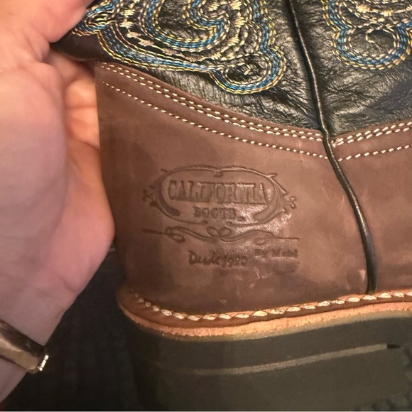 California boots Chaparral 400 Moka Brown and Black Embroidered Cowboy Boots - Picture 6 of 9